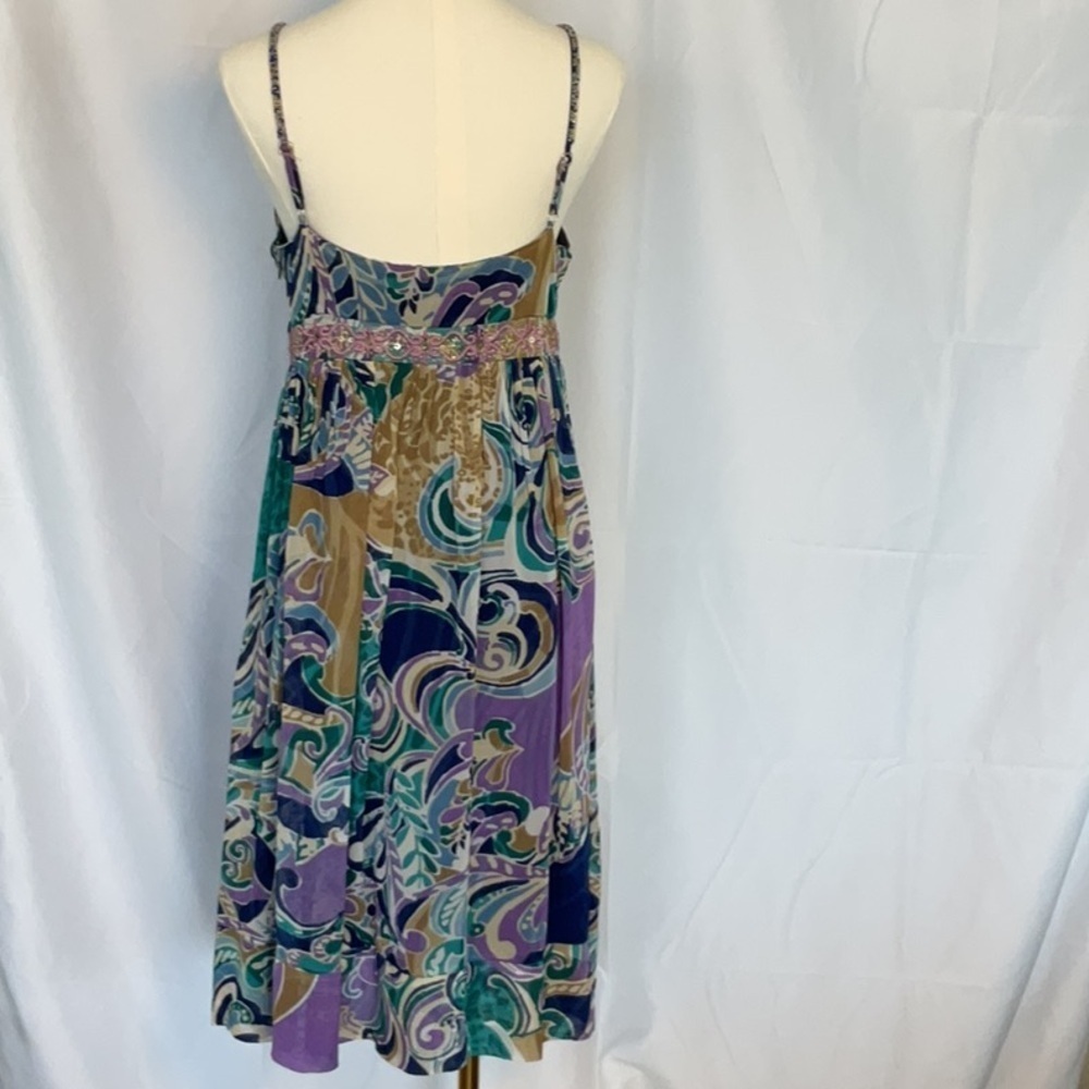 Eva Blue dress w/beaded detailing size 8 - Picture 5 of 6